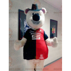 Béžový kostým medvídka BIGGYMONKEY™ maskota s kloboukem a