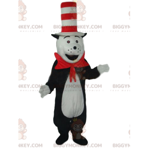 Costume mascotte gatto bianco e nero BIGGYMONKEY™ con cappello