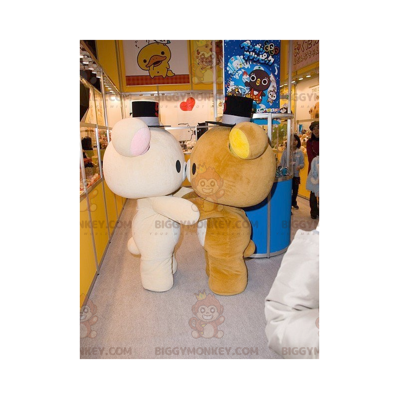 2 BIGGYMONKEY™s very cute beige and brown teddy bear mascots –
