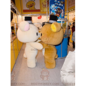 2 BIGGYMONKEY™s very cute beige and brown teddy bear mascots –