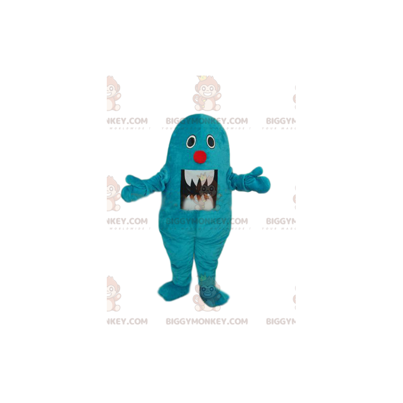 BIGGYMONKEY™ Little Blue Monster with Big Hampaat maskottiasu -
