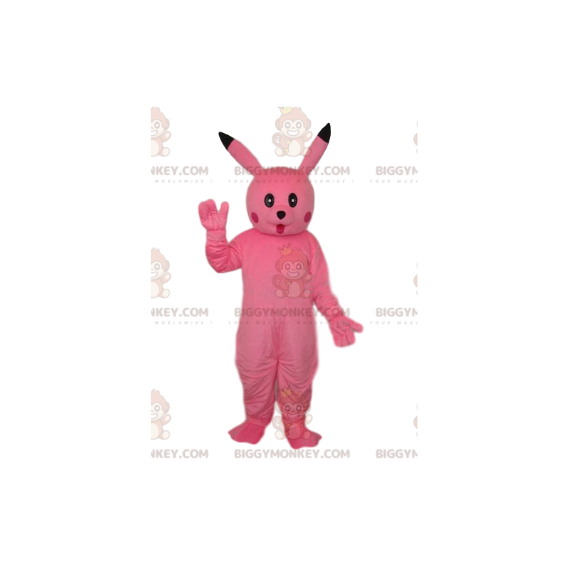 Disfraz de mascota de conejo rosa BIGGYMONKEY™ con un aspecto