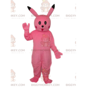 Κοστούμι μασκότ ροζ κουνελιού BIGGYMONKEY™ με υπέροχη εμφάνιση