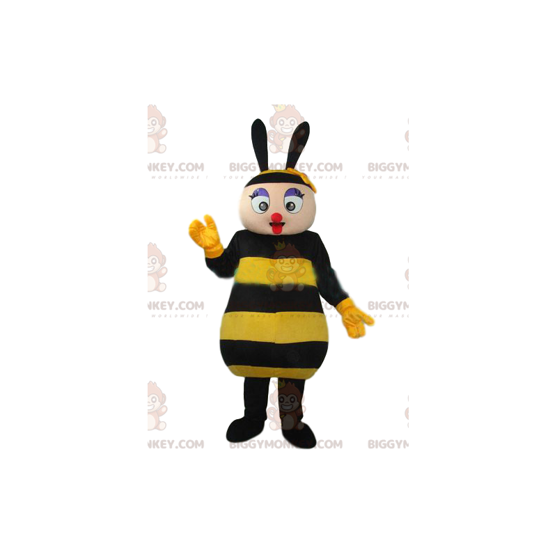 Traje de mascote de abelha BIGGYMONKEY™ muito fofo. fantasia de