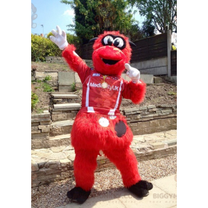 Disfraz de mascota BIGGYMONKEY™ de monstruo rojo y negro peludo
