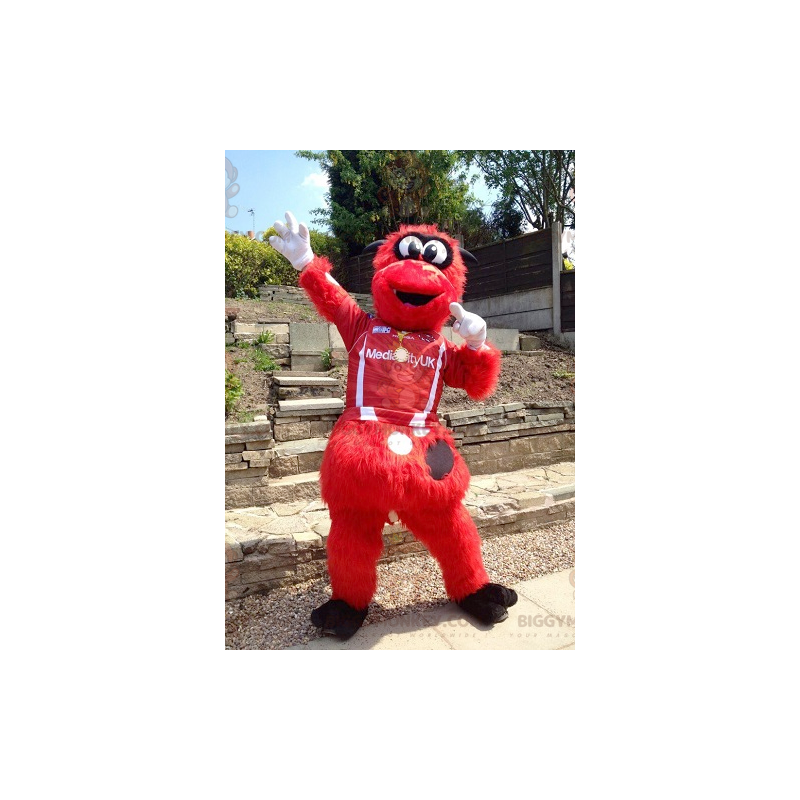 Alle harig rood en zwart monster BIGGYMONKEY™ mascottekostuum -