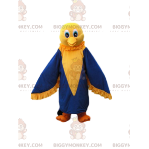 Roztomilý kostým maskota malého žlutého a modrého ptáka