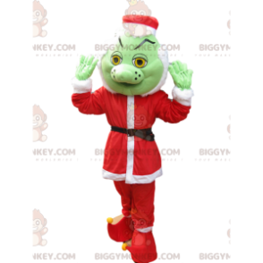 Grinch BIGGYMONKEY™ Maskottchenkostüm im Weihnachtsmann-Outfit