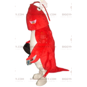 Erittäin hauska punavalkoinen hummeri BIGGYMONKEY™ maskottiasu