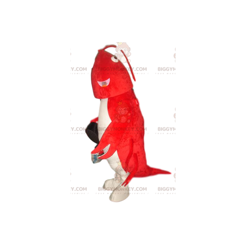 Fantasia de mascote BIGGYMONKEY™ de lagosta vermelha e branca