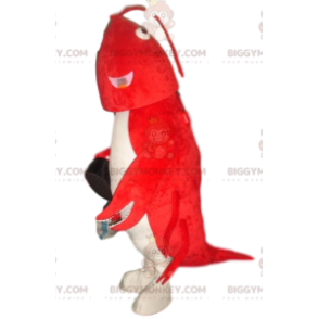 Erittäin hauska punavalkoinen hummeri BIGGYMONKEY™ maskottiasu