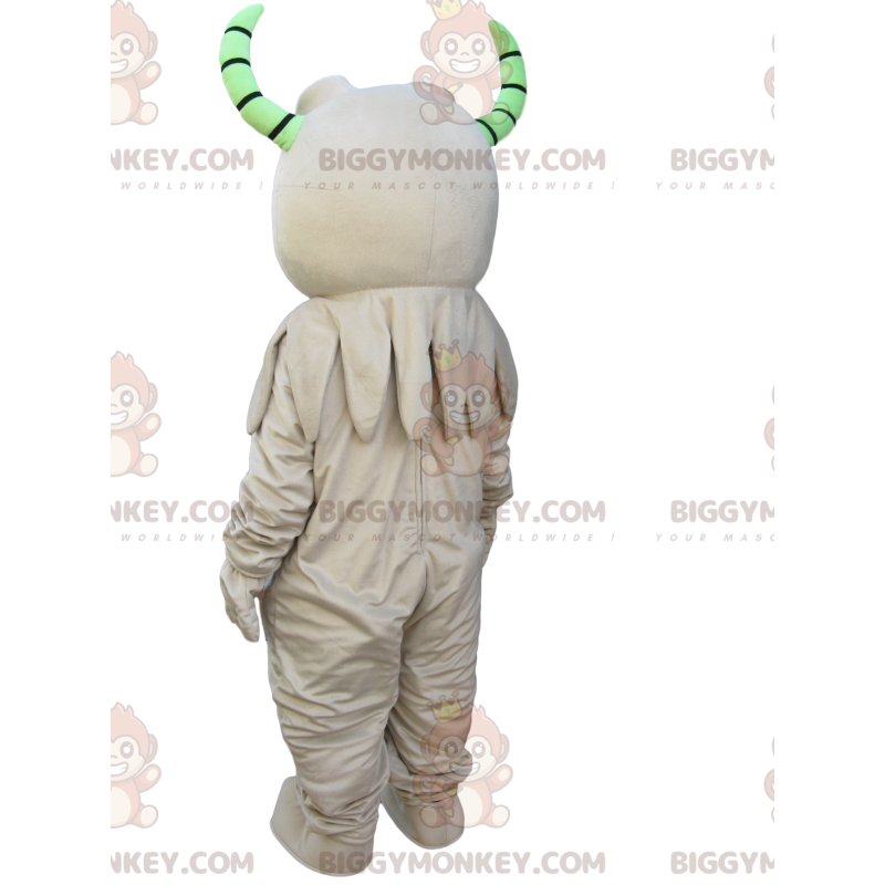 BIGGYMONKEY™ Mascot Costume Funny Monster with Green Horns –