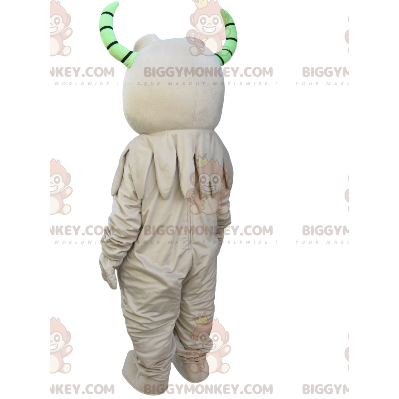 BIGGYMONKEY™ Mascot Costume Funny Monster with Green Horns -