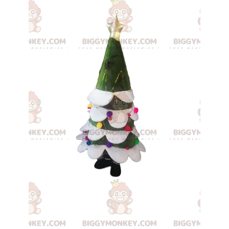 BIGGYMONKEY™ Christmas tree mascot costume with gold star and