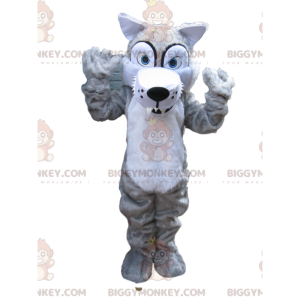 Disfraz de mascota BIGGYMONKEY™ de lobo gris aterrador con