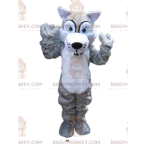 Disfraz de mascota BIGGYMONKEY™ de lobo gris aterrador con