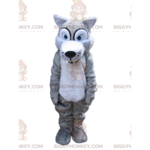 Costume de mascotte BIGGYMONKEY™ de loup gris effrayant avec de