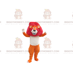 Orangefarbenes BIGGYMONKEY™-Löwe-Maskottchen-Kostüm mit