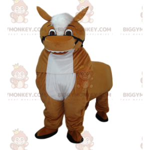 Costume mascotte BIGGYMONKEY™ cavallo bianco e marrone. costume