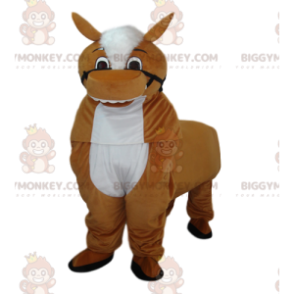 Disfraz de mascota caballo marrón y blanco BIGGYMONKEY™.