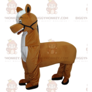 Disfraz de mascota caballo marrón y blanco BIGGYMONKEY™.