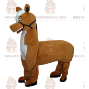 Ruskea ja valkoinen hevonen BIGGYMONKEY™ maskottiasu. hevosasu