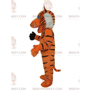 Tiger BIGGYMONKEY™ Maskottchenkostüm mit weißer Mähne -