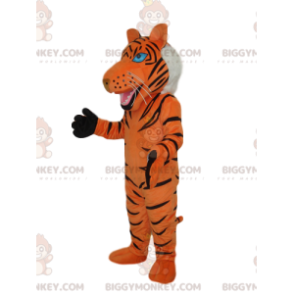 Tijger BIGGYMONKEY™ mascottekostuum met witte manen -