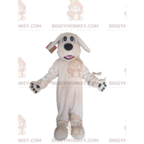 BIGGYMONKEY™ Mascottekostuum Witte hond met grote zwarte snuit