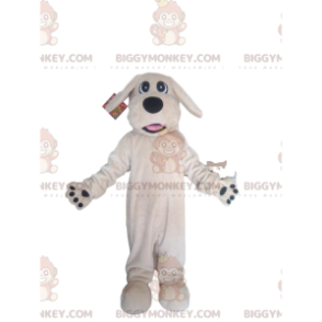 BIGGYMONKEY™ maskotkostume Hvid hund med stort sort næseparti -