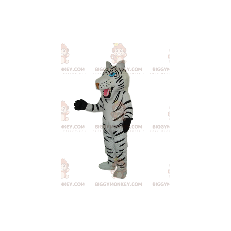 Kostým maskota BIGGYMONKEY™ Bílý tygr s krásnýma modrýma očima