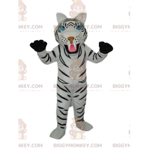 Costume de mascotte BIGGYMONKEY™ de tigre blanc avec de beaux