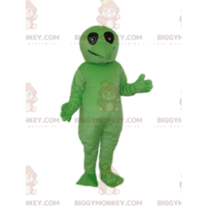 Kostium maskotki BIGGYMONKEY™ Zielony kosmita z czarnymi oczami