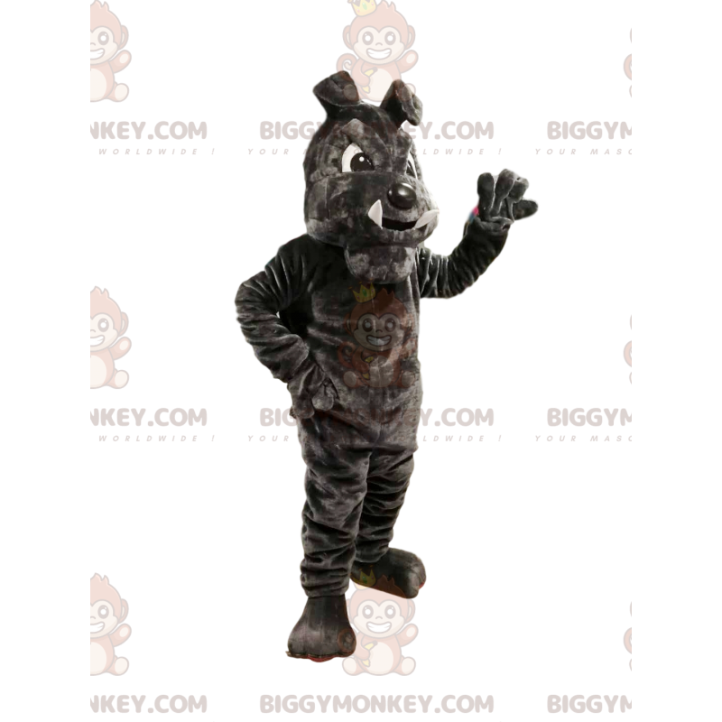 Disfraz de mascota BIGGYMONKEY™ Bulldog gris oscuro con grandes