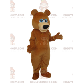 BIGGYMONKEY™ maskottiasu, ruskea karhu kauniilla mustalla