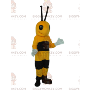 Kostým maskota Very Happy Black and Yellow Bee BIGGYMONKEY™ –