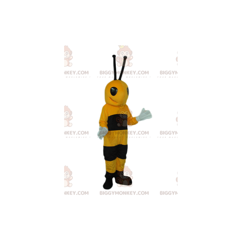 Costume da mascotte BIGGYMONKEY™ ape nera e gialla molto felice