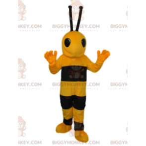 Kostým maskota Very Happy Black and Yellow Bee BIGGYMONKEY™ –