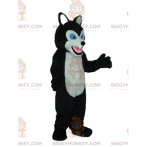 BIGGYMONKEY™ Costume da mascotte Lupo bianco e nero con occhi