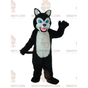 BIGGYMONKEY™ Costume da mascotte Lupo bianco e nero con occhi