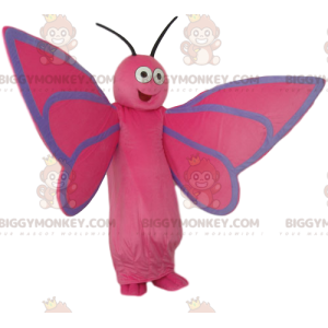 Costume da mascotte BIGGYMONKEY™ farfalla rosa molto felice -