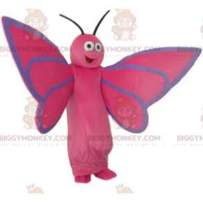 Meget glad pink sommerfugl BIGGYMONKEY™ maskotkostume -