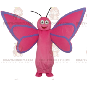 Costume da mascotte BIGGYMONKEY™ farfalla rosa molto felice -