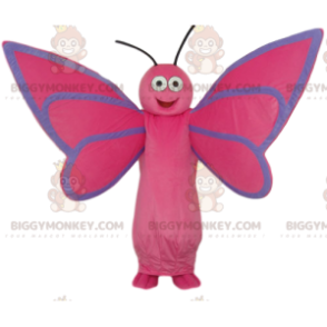 Costume de mascotte BIGGYMONKEY™ de papillon rose très heureux