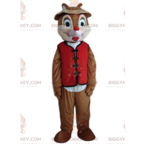Lilla ekorren BIGGYMONKEY™ maskotdräkt med röd väst och hatt -