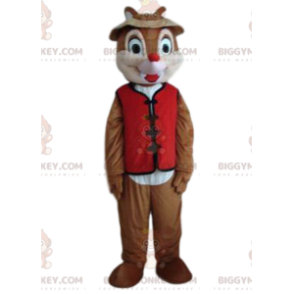 Lille egern BIGGYMONKEY™ maskotkostume med rød vest og hat -