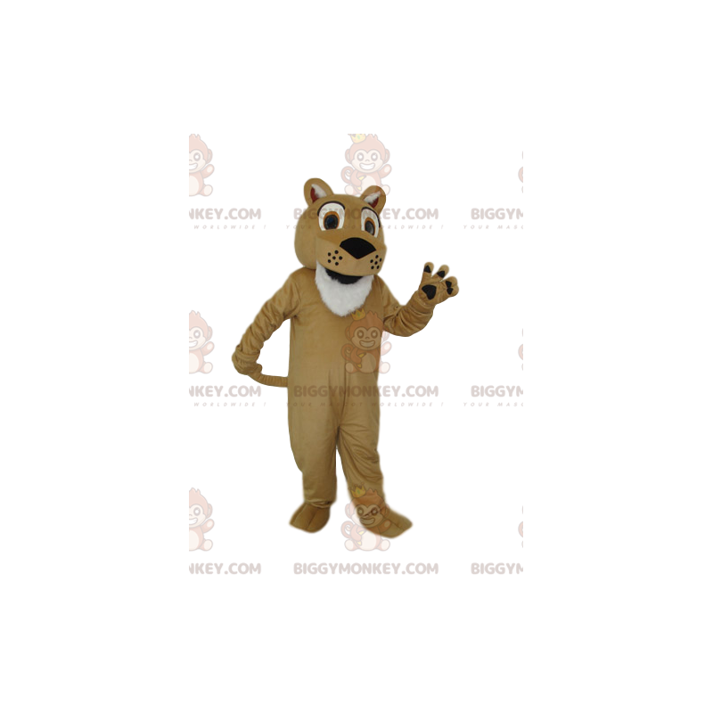 Very Enthusiastic Beige Lion BIGGYMONKEY™ Mascot Costume –