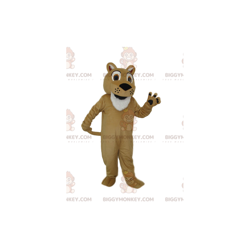 Zeer enthousiaste beige leeuw BIGGYMONKEY™ mascottekostuum -