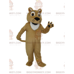 Disfraz de mascota BIGGYMONKEY™ de león beige muy entusiasta -