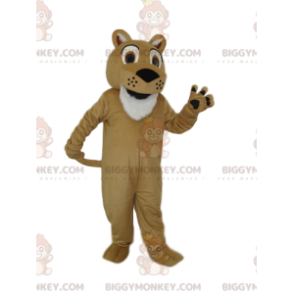 Traje de mascote de leão bege muito entusiasmado BIGGYMONKEY™ –